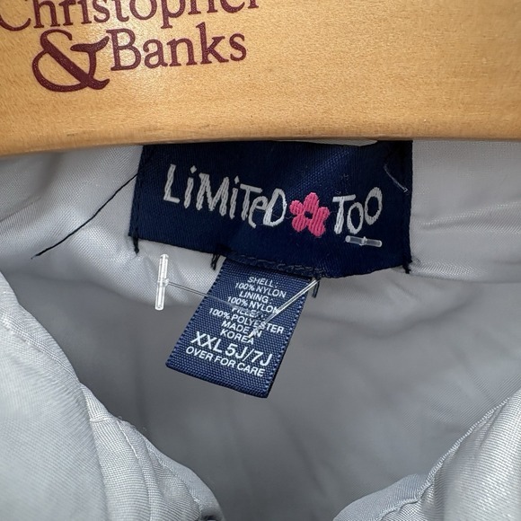 VTG Limited Too Silver Puffer Jacket Lightweight Coat Girls Size XXL #21D - Picture 6 of 8